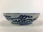 Antique C1900 Japanese Porcelain Deep Plate Sometsuke Blue Flower PY11
