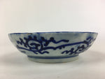 Antique C1900 Japanese Porcelain Deep Plate Sometsuke Blue Flower PY11