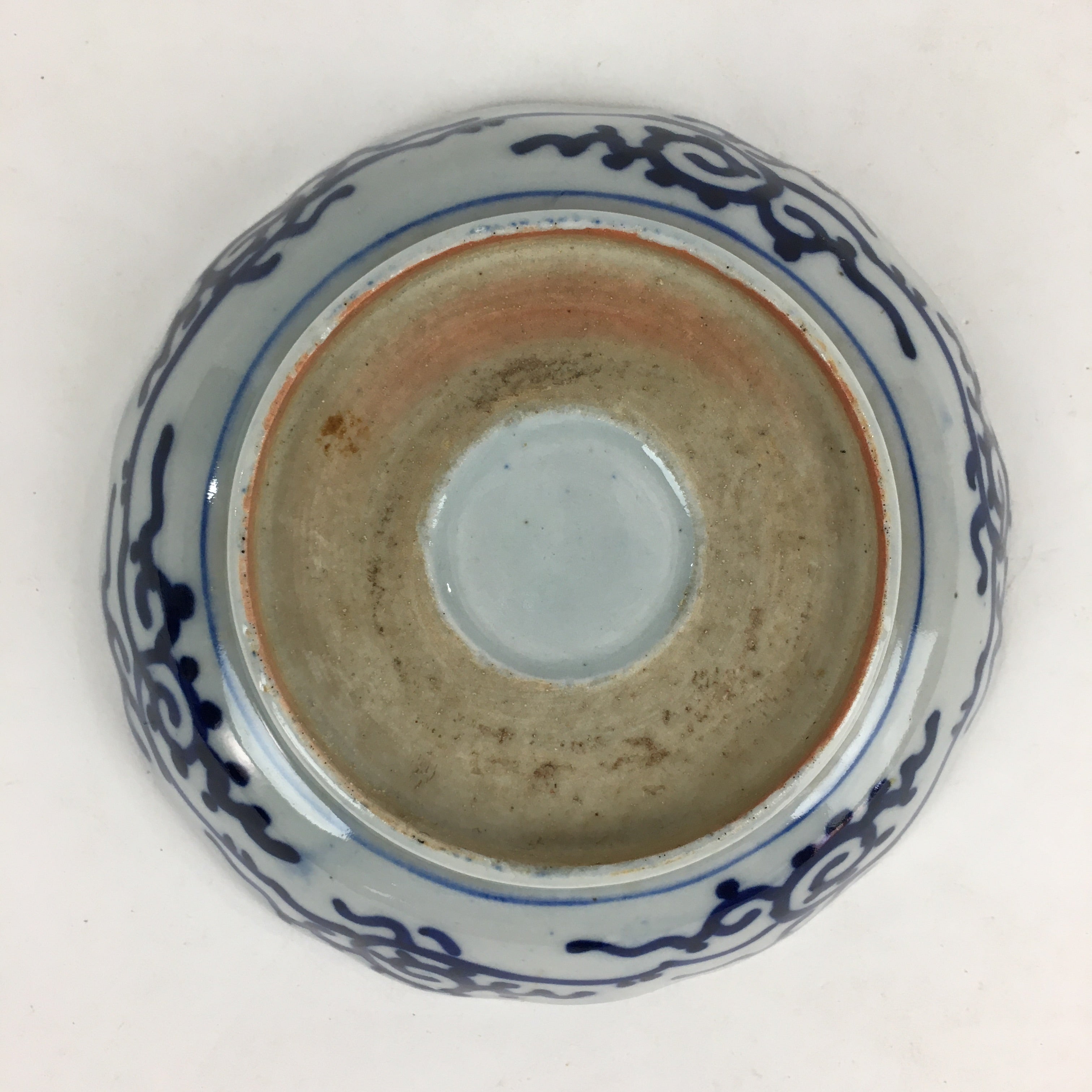 Antique C1900 Japanese Porcelain Deep Plate Sometsuke Blue Flower PY12