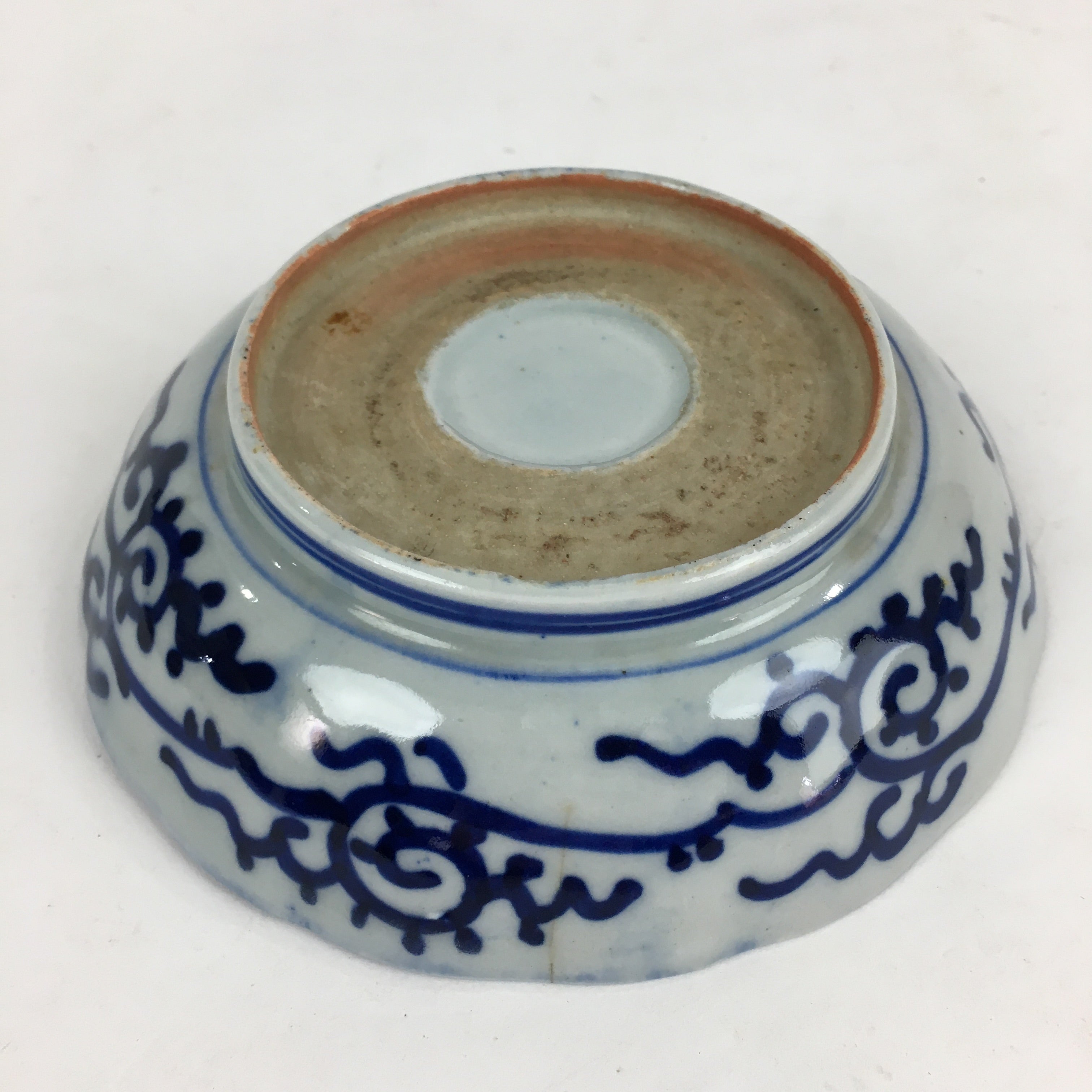 Antique C1900 Japanese Porcelain Deep Plate Sometsuke Blue Flower PY12