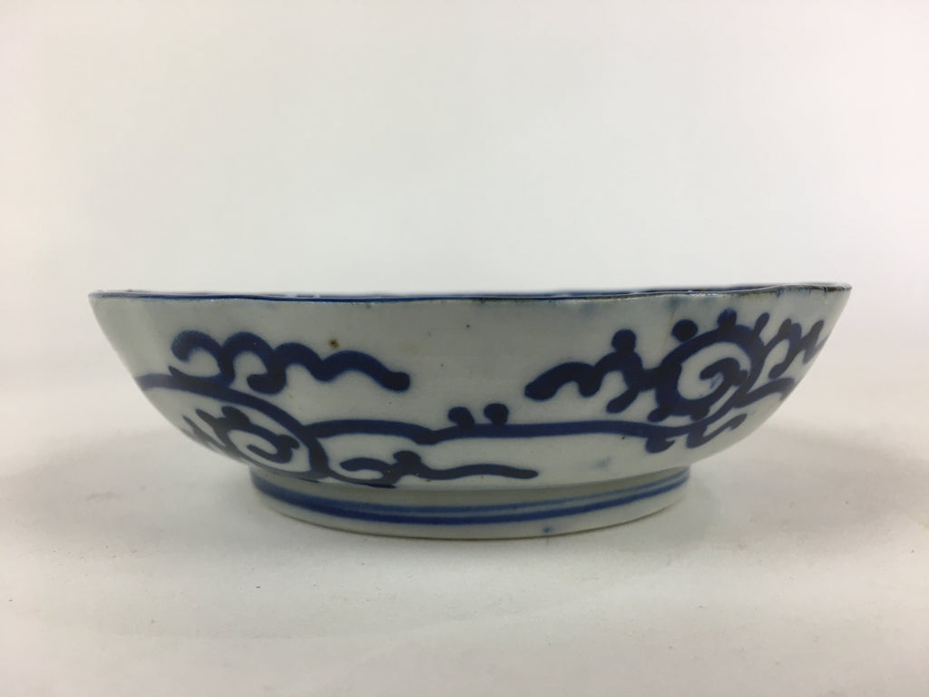 Antique C1900 Japanese Porcelain Deep Plate Sometsuke Blue Flower PY12