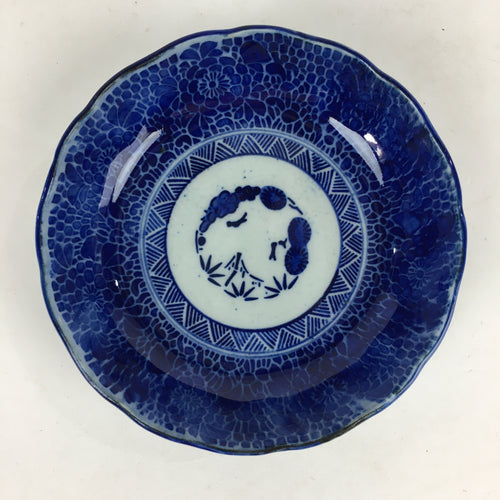 Antique C1900 Japanese Porcelain Deep Plate Sometsuke Blue Flower PY15