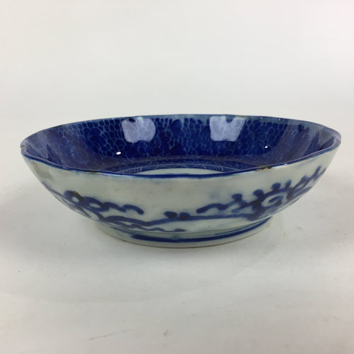 Antique C1900 Japanese Porcelain Deep Plate Sometsuke Blue Flower PY16