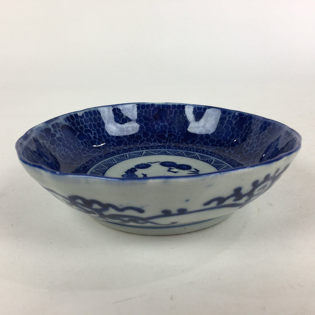 Antique C1900 Japanese Porcelain Deep Plate Sometsuke Blue Flower PY17