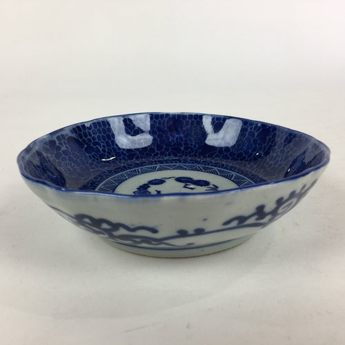 Antique C1900 Japanese Porcelain Deep Plate Sometsuke Blue Flower PY17