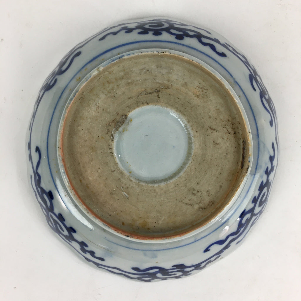 Antique C1900 Japanese Porcelain Deep Plate Sometsuke Blue Flower PY17