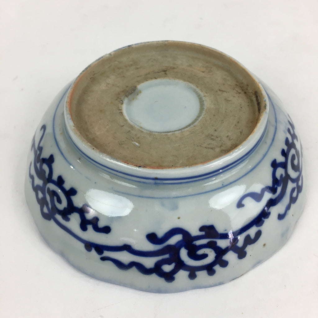 Antique C1900 Japanese Porcelain Deep Plate Sometsuke Blue Flower PY17