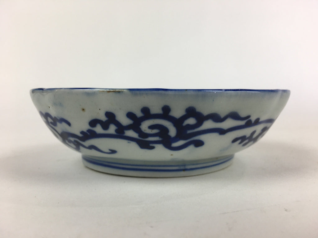 Antique C1900 Japanese Porcelain Deep Plate Sometsuke Blue Flower PY17