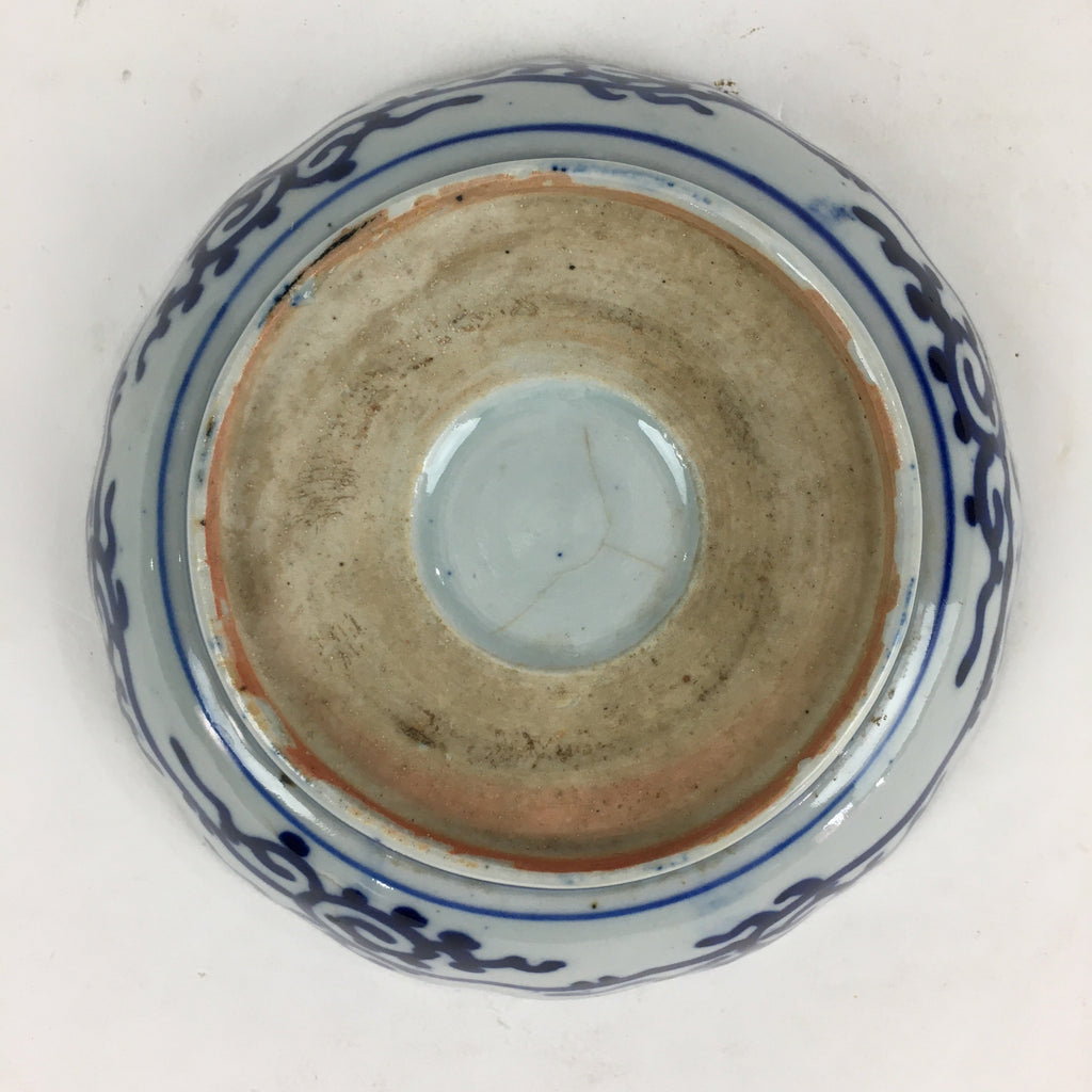 Antique C1900 Japanese Porcelain Deep Plate Sometsuke Blue Flower PY18