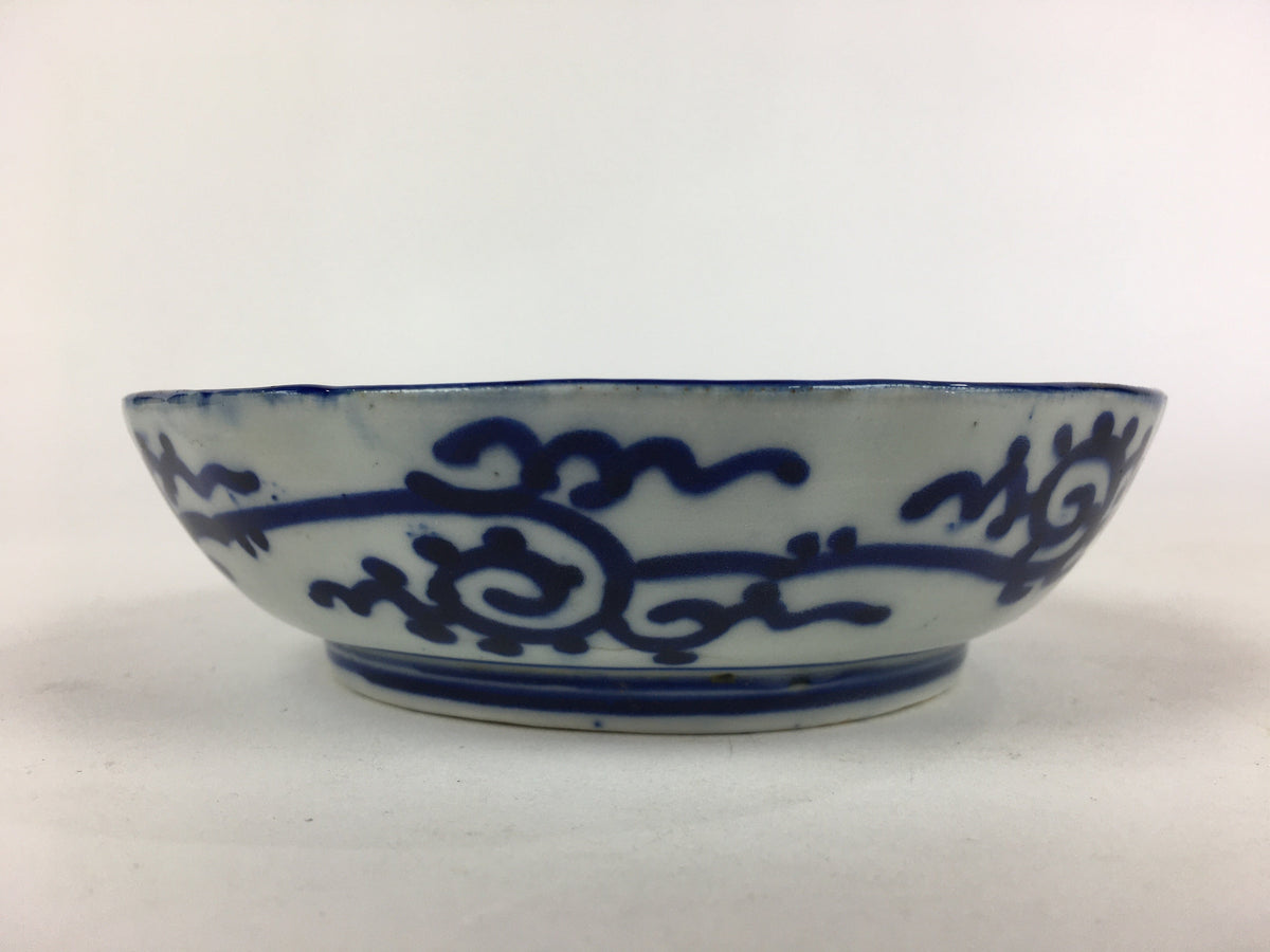 Antique C1900 Japanese Porcelain Deep Plate Sometsuke Blue Flower PY18