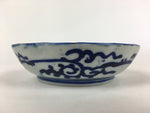 Antique C1900 Japanese Porcelain Deep Plate Sometsuke Blue Flower PY18