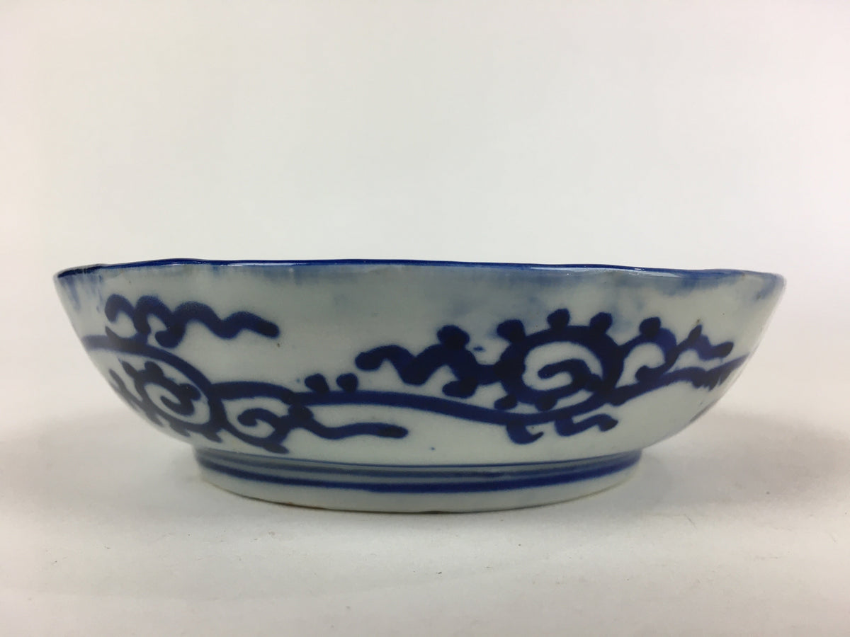 Antique C1900 Japanese Porcelain Deep Plate Sometsuke Blue Flower PY18