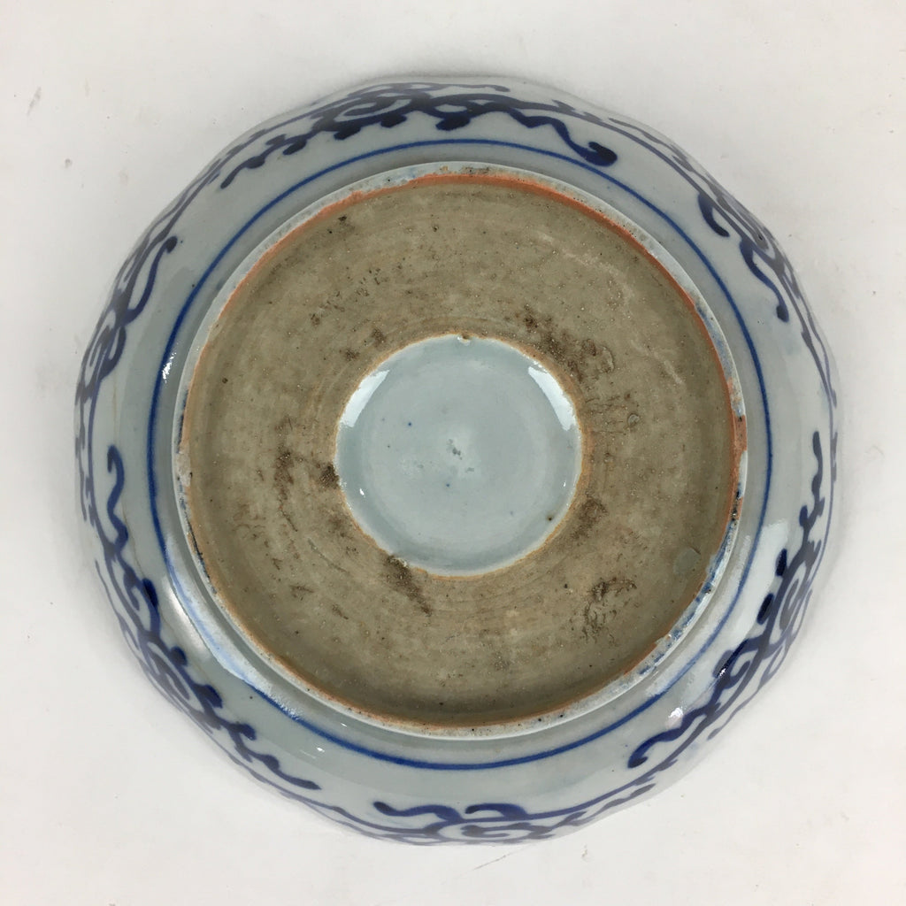 Antique C1900 Japanese Porcelain Deep Plate Sometsuke Blue Flower PY19
