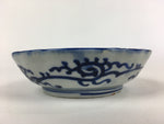 Antique C1900 Japanese Porcelain Deep Plate Sometsuke Blue Flower PY19