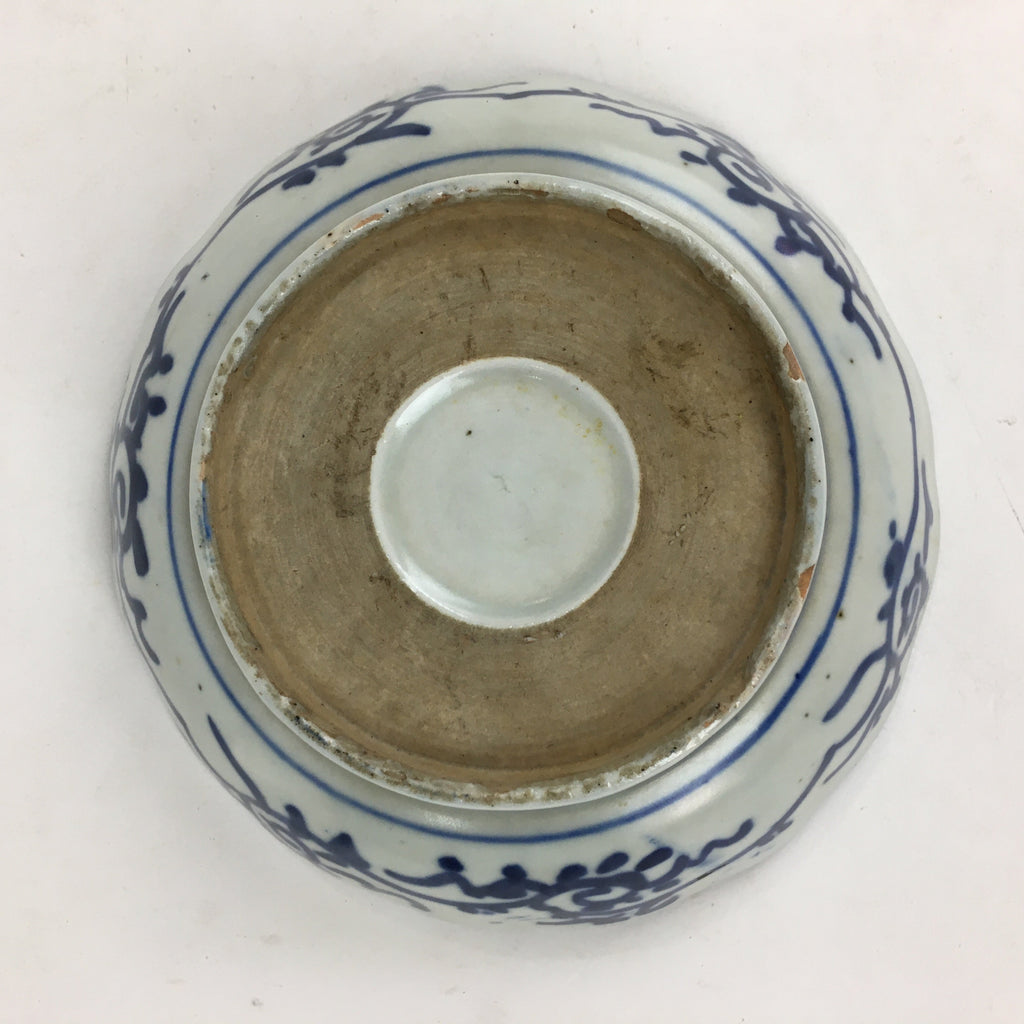 Antique C1900 Japanese Porcelain Deep Plate Sometsuke Blue Flower PY20