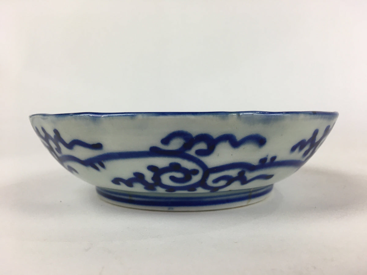 Antique C1900 Japanese Porcelain Deep Plate Sometsuke Blue Flower PY21