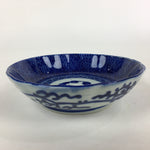 Antique C1900 Japanese Porcelain Deep Plate Sometsuke Blue Flower PY22