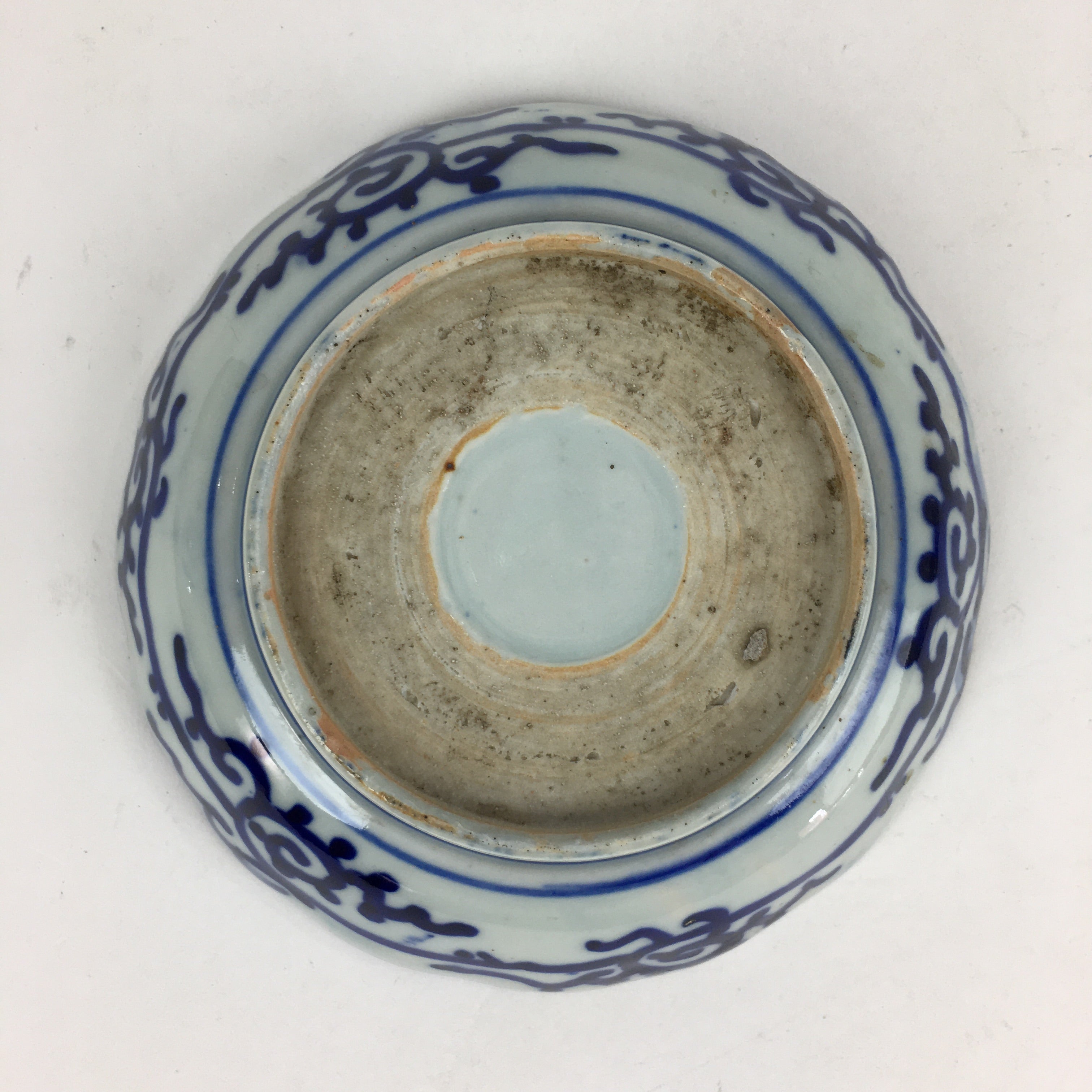 Antique C1900 Japanese Porcelain Deep Plate Sometsuke Blue Flower PY22