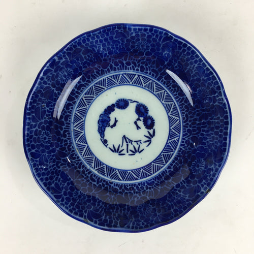Antique C1900 Japanese Porcelain Deep Plate Sometsuke Blue Flower PY22