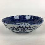 Antique C1900 Japanese Porcelain Deep Plate Sometsuke Blue Flower PY23
