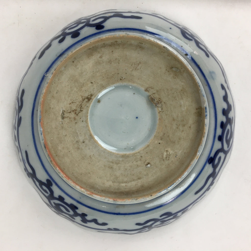 Antique C1900 Japanese Porcelain Deep Plate Sometsuke Blue Flower PY23