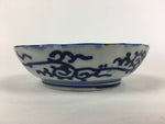 Antique C1900 Japanese Porcelain Deep Plate Sometsuke Blue Flower PY23