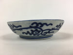 Antique C1900 Japanese Porcelain Deep Plate Sometsuke Blue Flower PY23