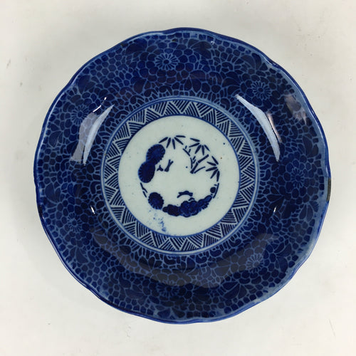 Antique C1900 Japanese Porcelain Deep Plate Sometsuke Blue Flower PY23