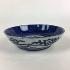 Antique C1900 Japanese Porcelain Deep Plate Sometsuke Blue Flower PY24