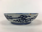 Antique C1900 Japanese Porcelain Deep Plate Sometsuke Blue Flower PY24