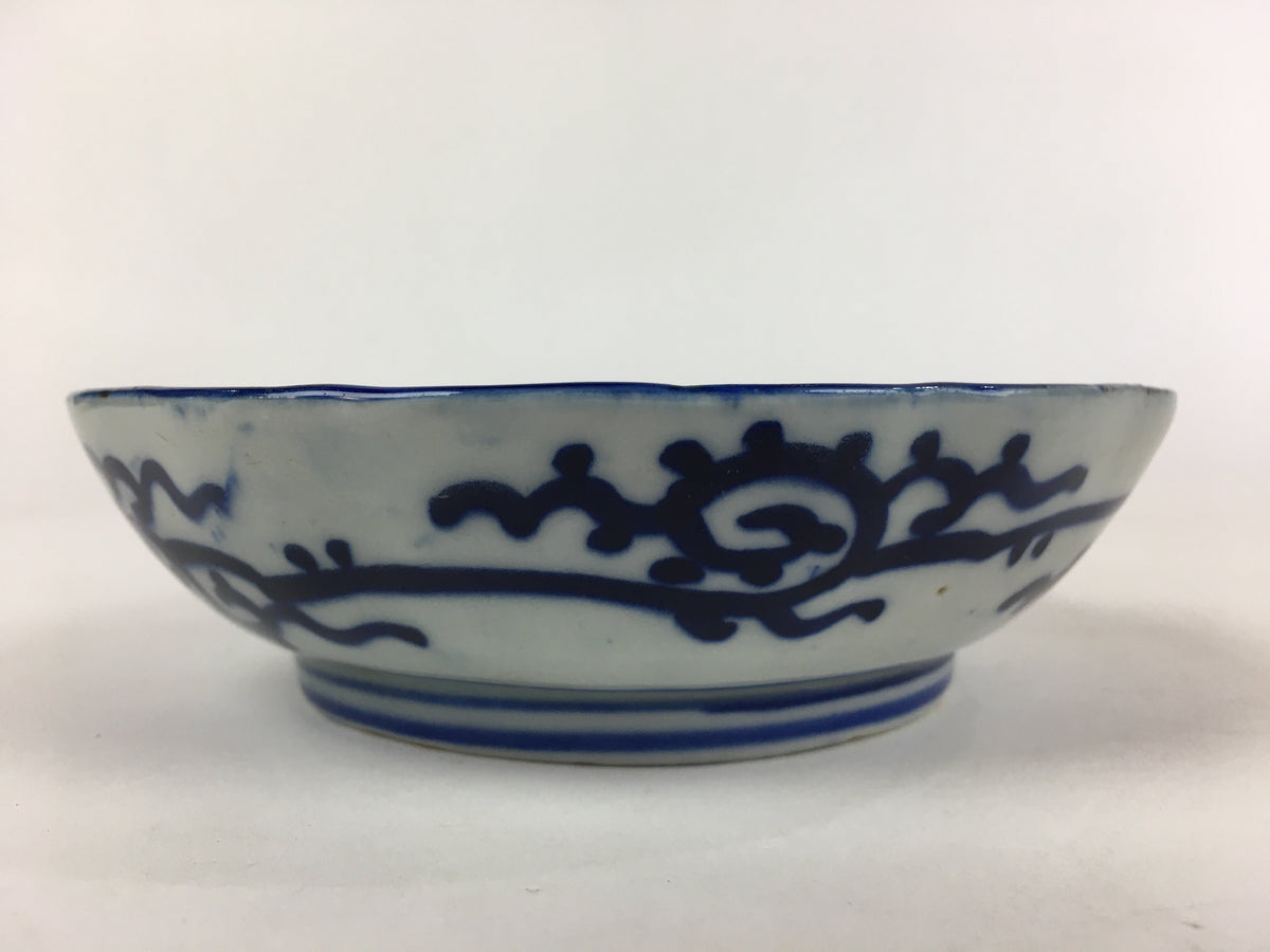 Antique C1900 Japanese Porcelain Deep Plate Sometsuke Blue Flower PY24