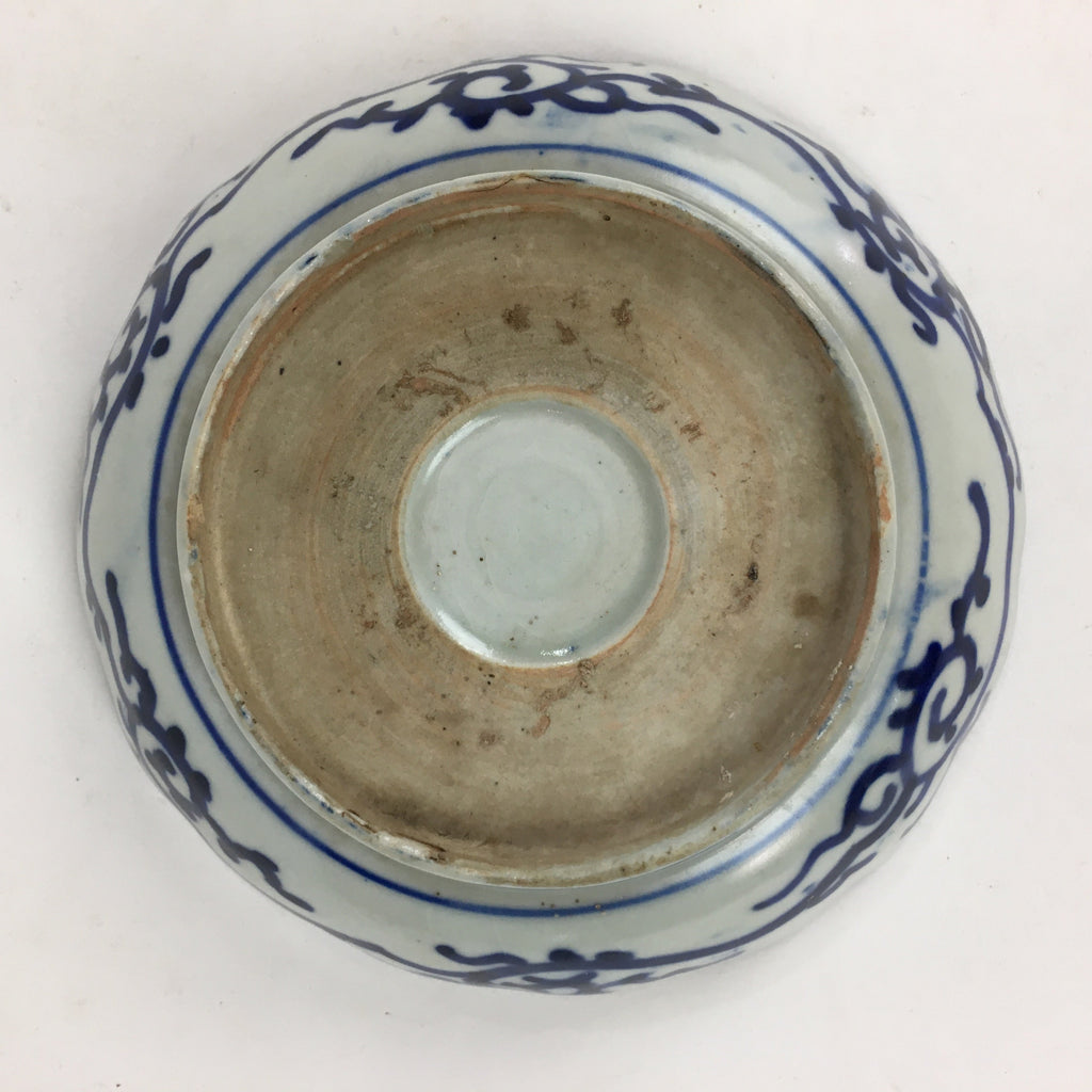 Antique C1900 Japanese Porcelain Deep Plate Sometsuke Blue Flower PY25