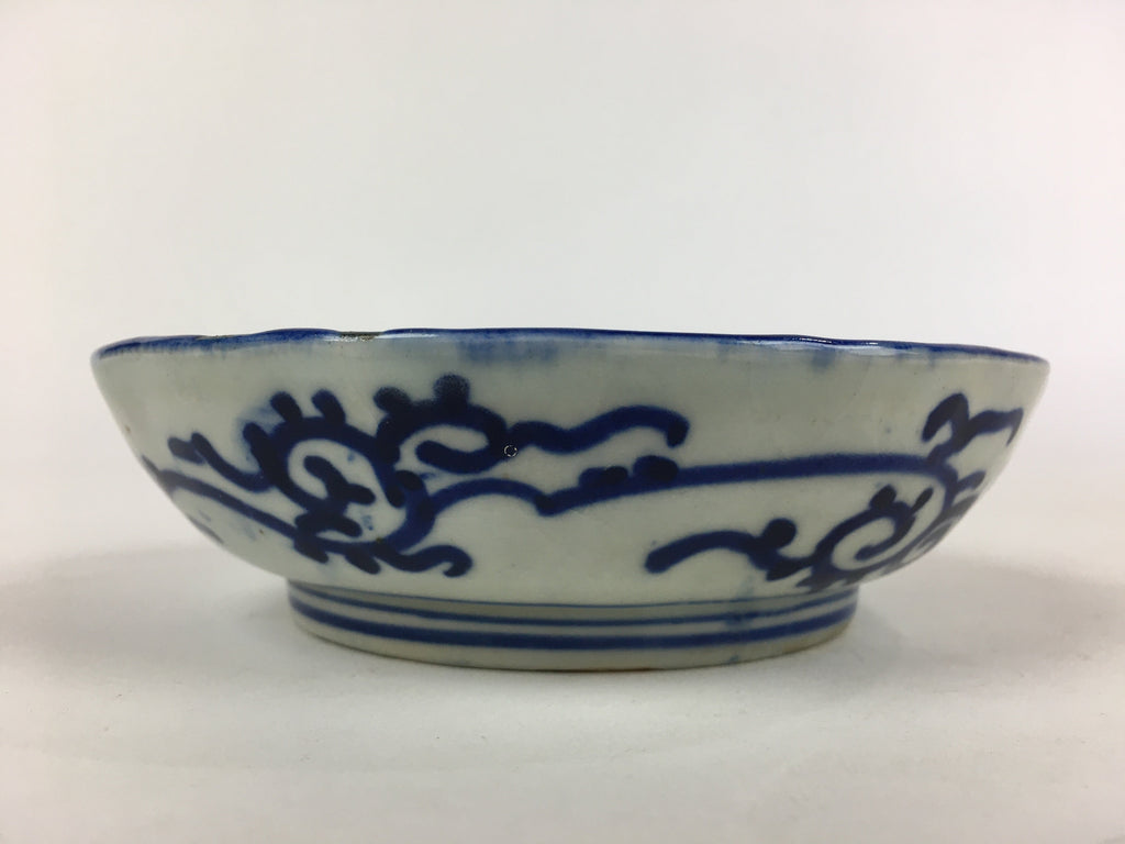 Antique C1900 Japanese Porcelain Deep Plate Sometsuke Blue Flower PY25