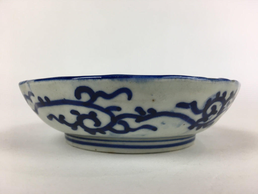 Antique C1900 Japanese Porcelain Deep Plate Sometsuke Blue Flower PY25