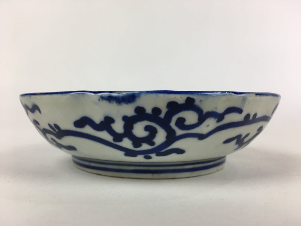 Antique C1900 Japanese Porcelain Deep Plate Sometsuke Blue Flower PY25