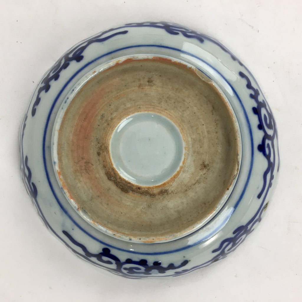 Antique C1900 Japanese Porcelain Deep Plate Sometsuke Blue Flower PY5