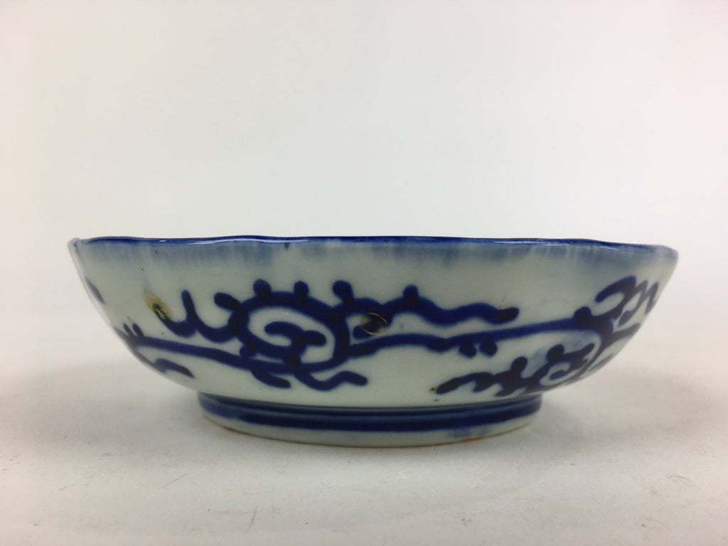 Antique C1900 Japanese Porcelain Deep Plate Sometsuke Blue Flower PY5