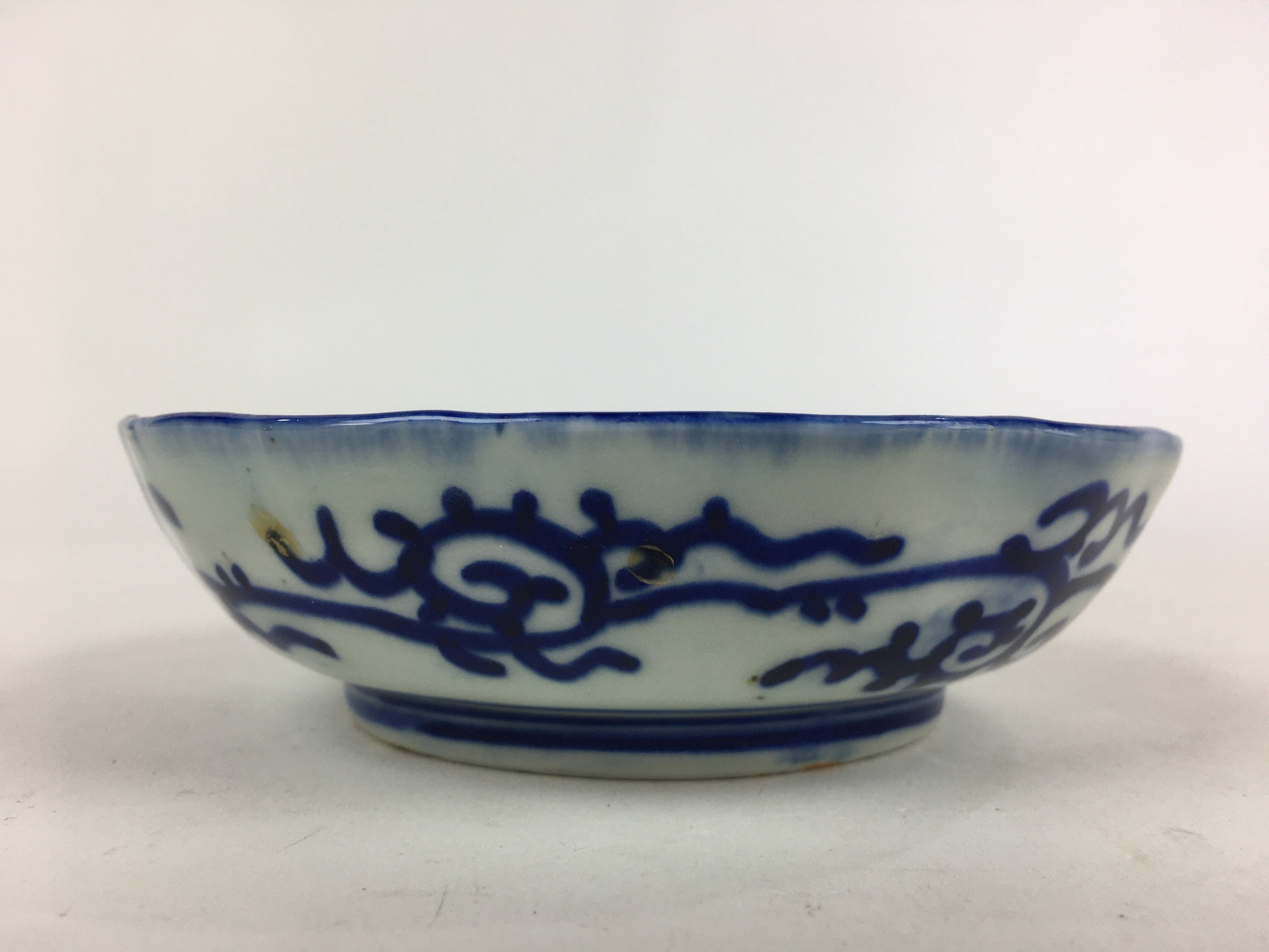Antique C1900 Japanese Porcelain Deep Plate Sometsuke Blue Flower PY5