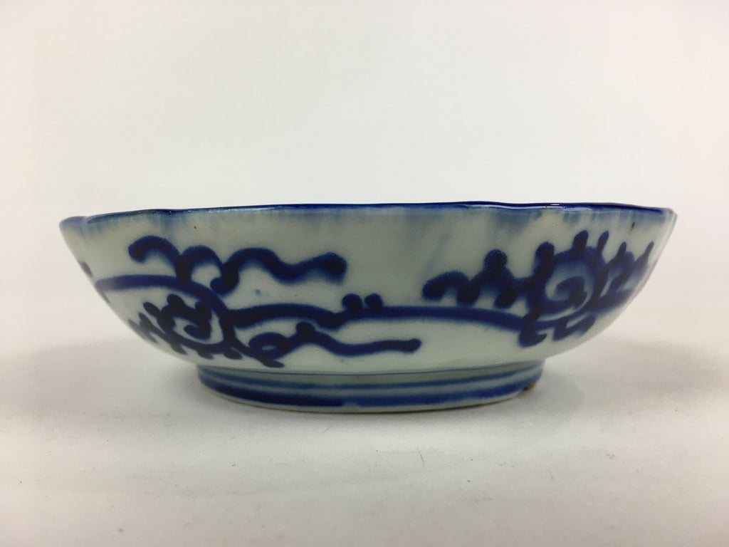 Antique C1900 Japanese Porcelain Deep Plate Sometsuke Blue Flower PY5