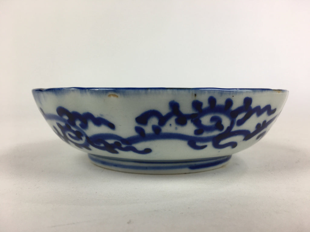 Antique C1900 Japanese Porcelain Deep Plate Sometsuke Blue Flower PY6