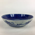 Antique C1900 Japanese Porcelain Deep Plate Sometsuke Blue Flower PY7