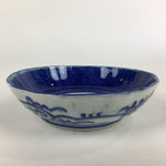 Antique C1900 Japanese Porcelain Deep Plate Sometsuke Blue Flower PY7