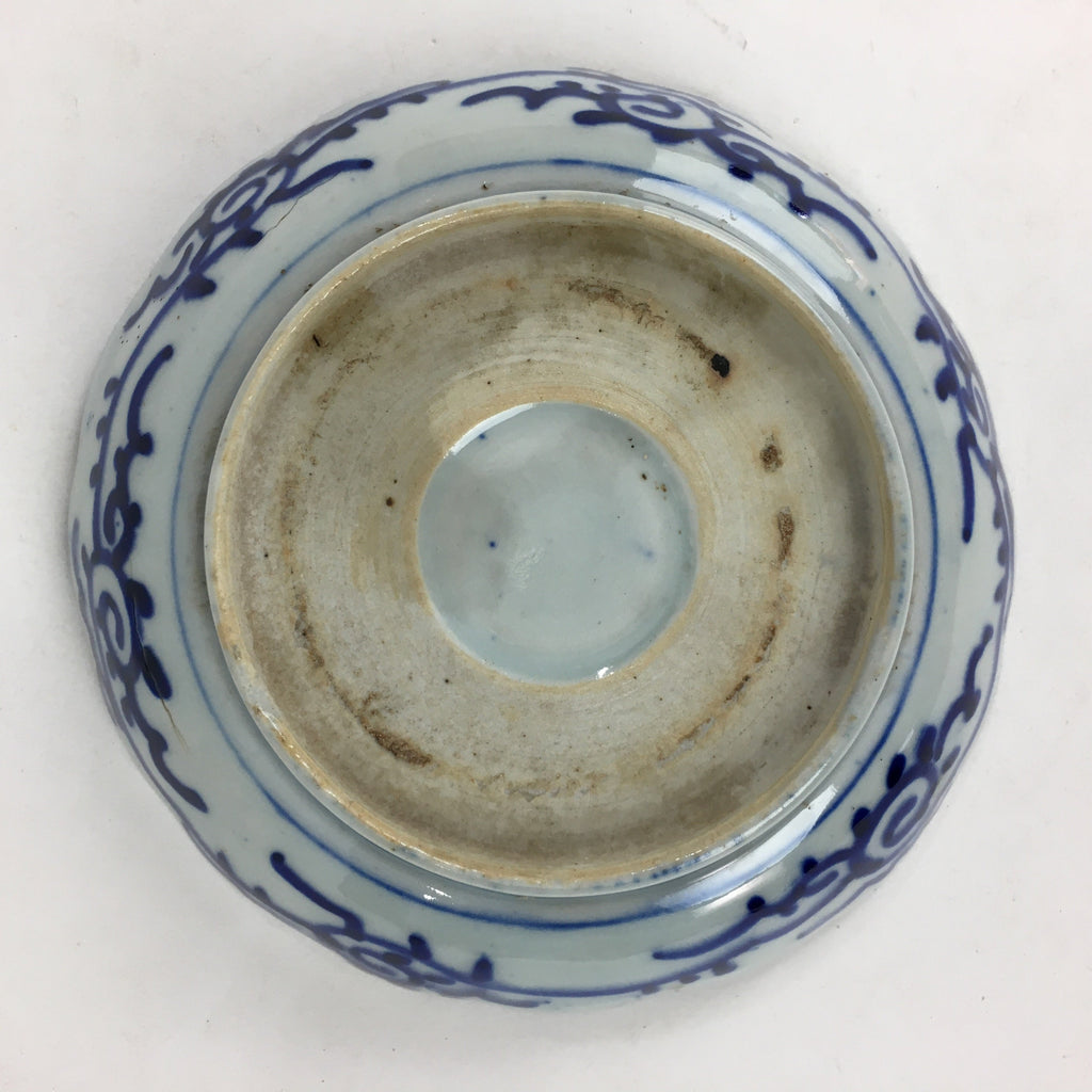 Antique C1900 Japanese Porcelain Deep Plate Sometsuke Blue Flower PY7