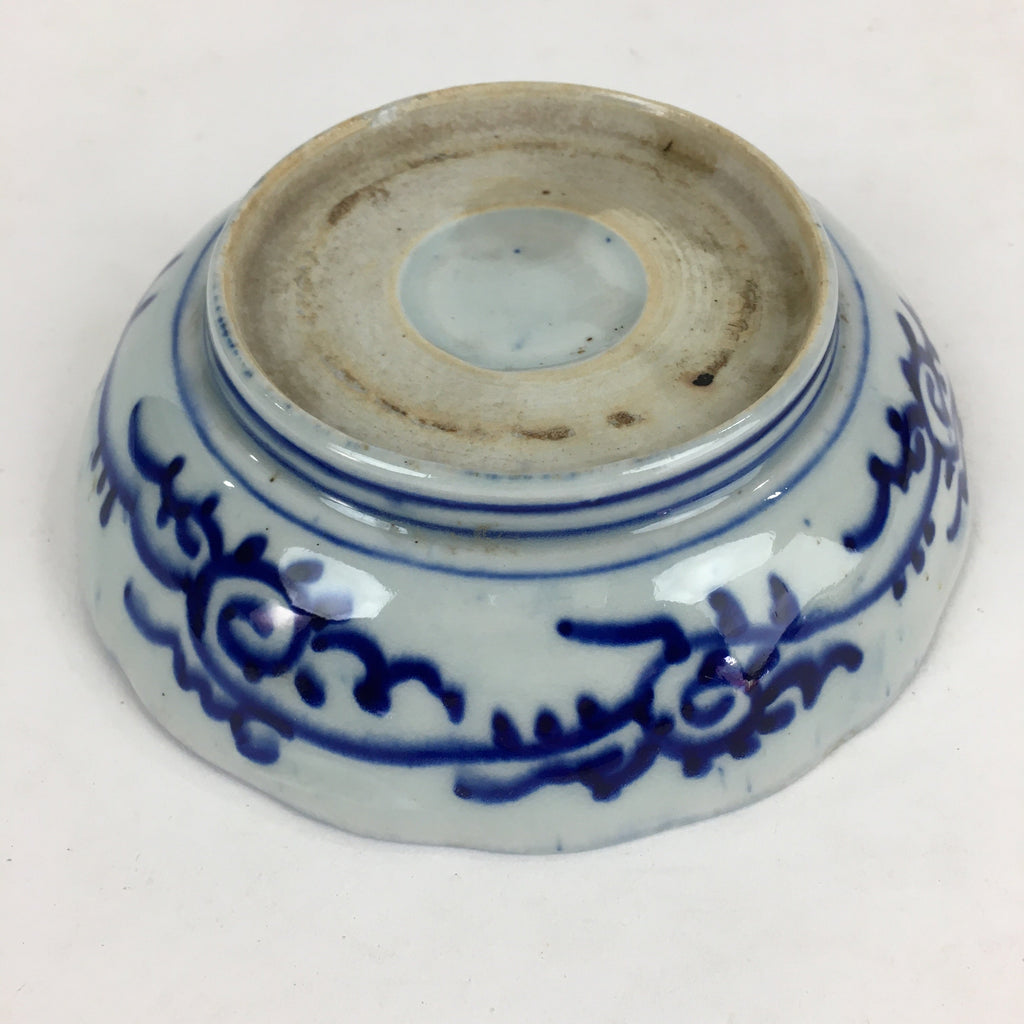 Antique C1900 Japanese Porcelain Deep Plate Sometsuke Blue Flower PY7