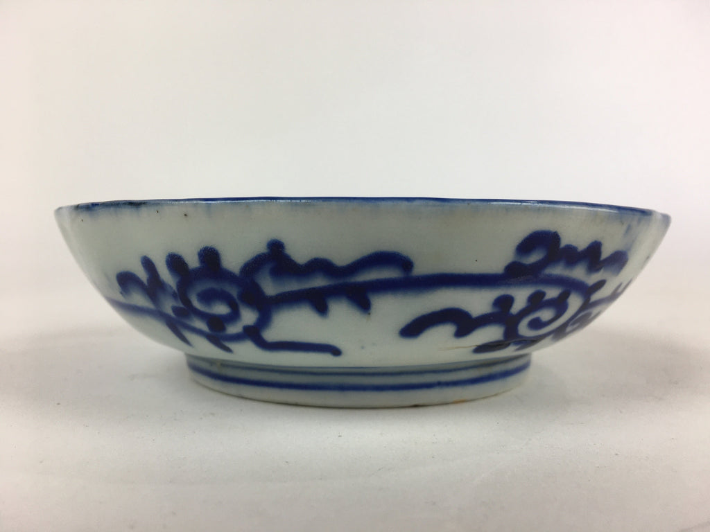 Antique C1900 Japanese Porcelain Deep Plate Sometsuke Blue Flower PY7