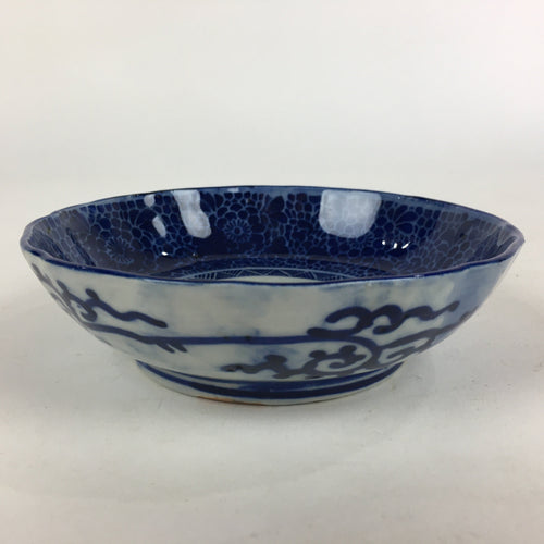 Antique C1900 Japanese Porcelain Deep Plate Sometsuke Blue Flower PY8
