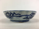 Antique C1900 Japanese Porcelain Deep Plate Sometsuke Blue Flower PY8