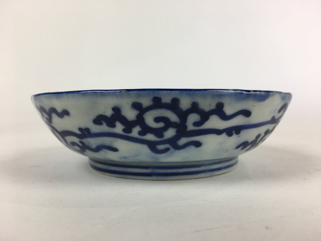 Antique C1900 Japanese Porcelain Deep Plate Sometsuke Blue Flower PY8