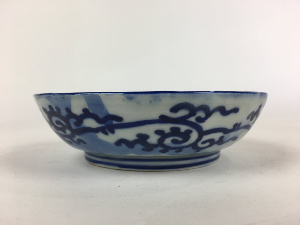 Antique C1900 Japanese Porcelain Deep Plate Sometsuke Blue Flower PY8