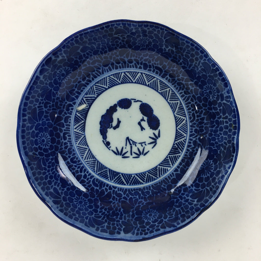 Antique C1900 Japanese Porcelain Deep Plate Sometsuke Blue Flower PY8